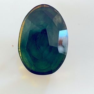 Green glass stone gold plated ring